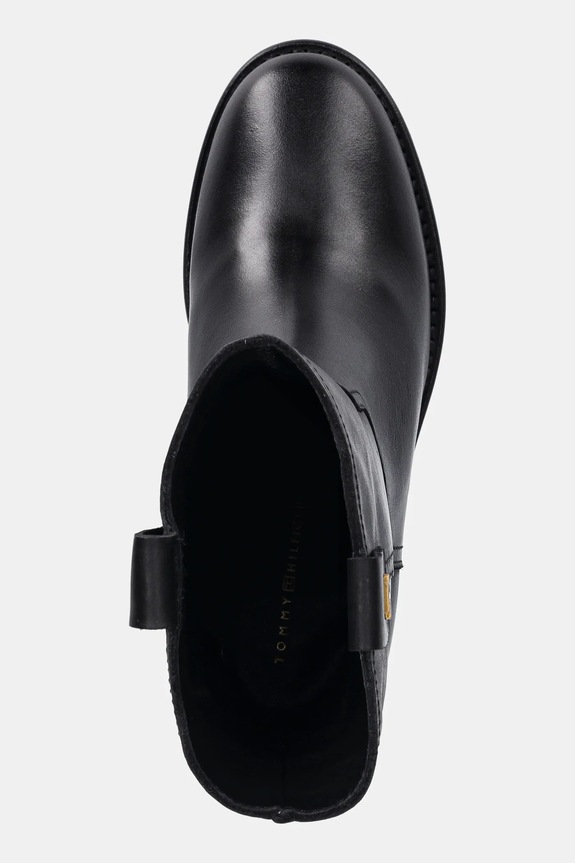 Tommy Hilfiger stivaletti alla caviglia in pelle RIDING LTHR MID BOOT BLOCK HEEL nero FW0FW08776