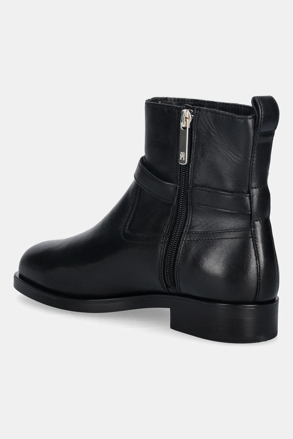 Încălțăminte Tommy Hilfiger cizme de piele TH BUCKLE RIDING LEATHER BOOTIE FW0FW08781 negru