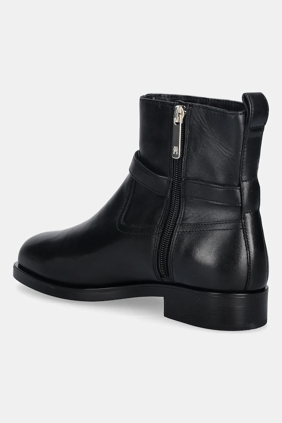 Încălțăminte Tommy Hilfiger cizme de piele TH BUCKLE RIDING LEATHER BOOTIE FW0FW08781 negru