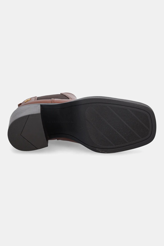 Kožené členkové topánky Tommy Hilfiger SQUARE TOE CHELSEA HIGH BLOCK HL FW0FW08844 hnedá