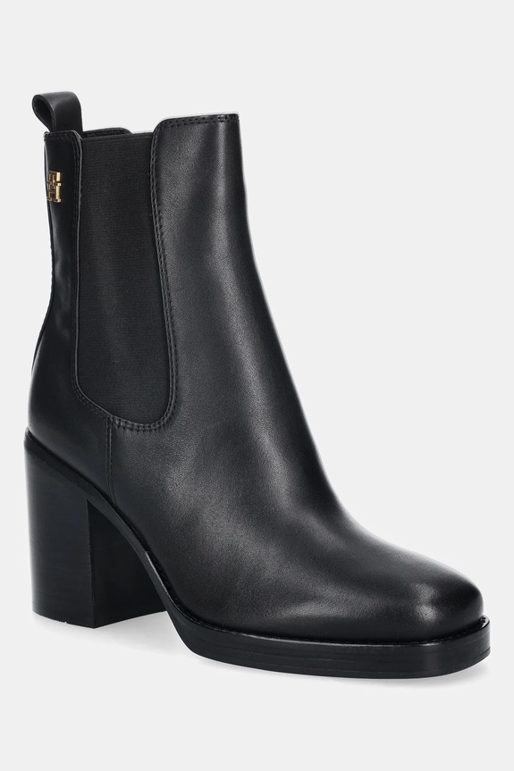 Tommy Hilfiger stivaletti alla caviglia in pelle SQUARE TOE CHELSEA HIGH BLOCK HL tessile nero FW0FW08844