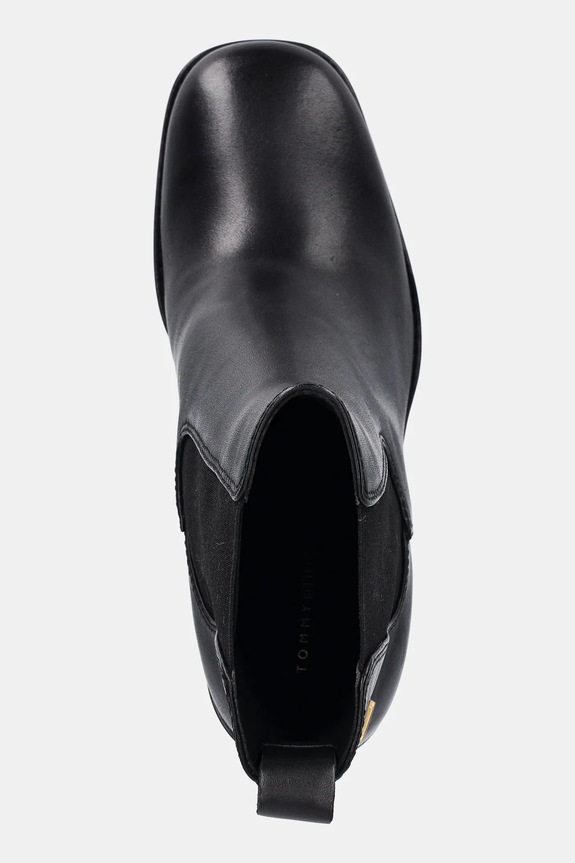 Tommy Hilfiger stivaletti alla caviglia in pelle SQUARE TOE CHELSEA HIGH BLOCK HL nero FW0FW08844