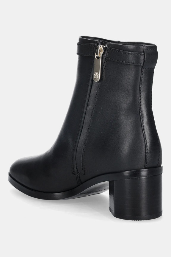 Obuv Kožené členkové topánky Tommy Hilfiger TH BUCKLE RIDING MID HEEL BOOTIE FW0FW08859 čierna