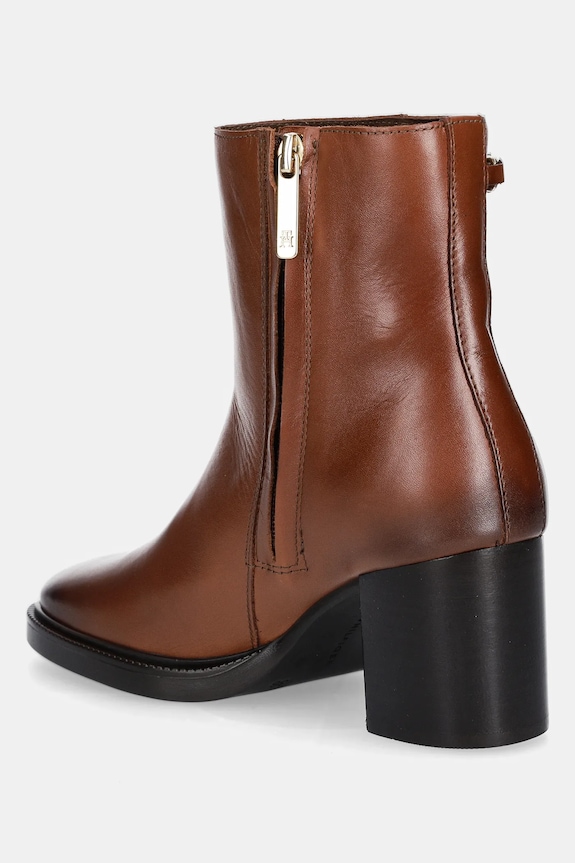 Παπούτσια Δερμάτινες μπότες Tommy Hilfiger STACKED HEEL LEATHER ANKLE BOOT FW0FW08864 καφέ