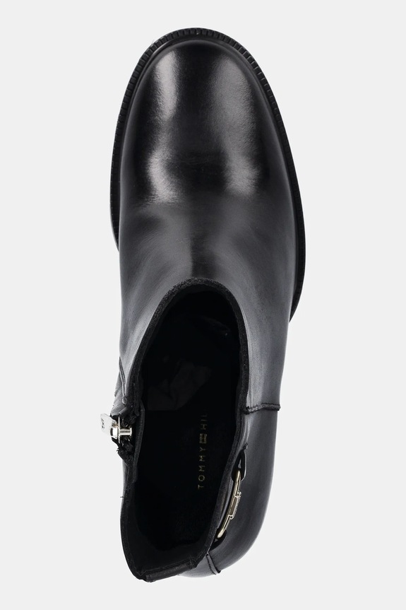 Kožne gležnjače Tommy Hilfiger STACKED HEEL LEATHER ANKLE BOOT crna FW0FW08864