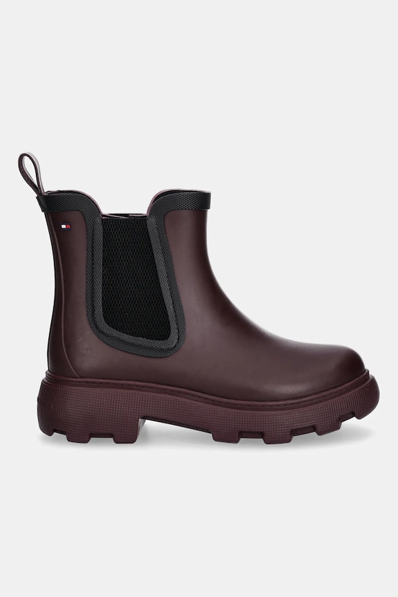 Γαλότσες Tommy Hilfiger FLAG ANKLE RAINBOOT WARM LINING FW0FW08974 μπορντό AW25