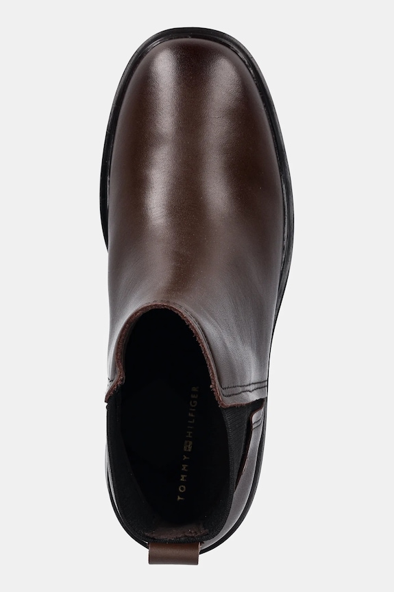 Kožené topánky chelsea Tommy Hilfiger TH MINIMAL LEATHER CHELSEA hnedá FW0FW08978