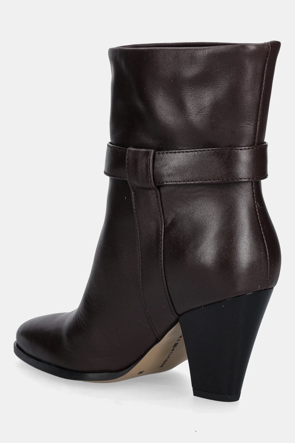 Obuwie Tommy Hilfiger botki skórzane TH T-STRAP LEATHER POINTY BOOTIE FW0FW08984 brązowy