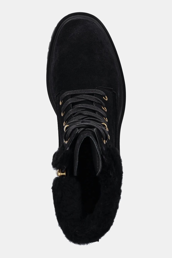 Semišové topánky Tommy Hilfiger TH SHEARLING LACE UP BOOT čierna FW0FW08999