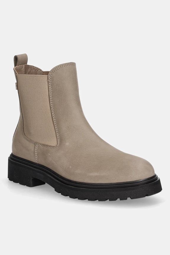 Tommy Hilfiger cizme chelsea din nubuc TH NUBUCK CLEATED CHELSEA pana la 5 cm bej FW0FW09041