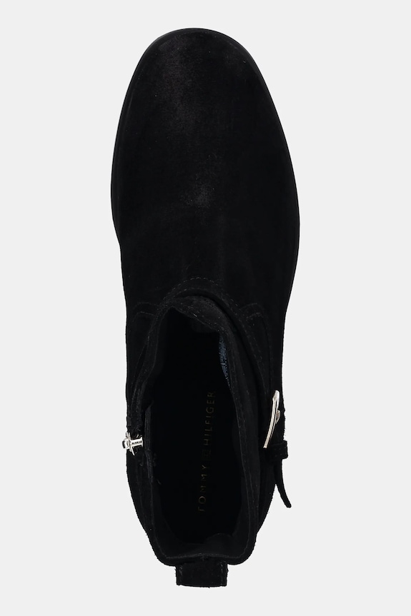 Semišové topánky Tommy Hilfiger TH BUCKLE RIDING SUEDE BOOTIE čierna FW0FW09047