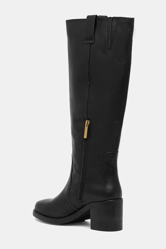 Încălțăminte Tommy Hilfiger ghete de piele RIDING LTHR LONG BOOT BLOCK HEEL FW0FW08777 negru