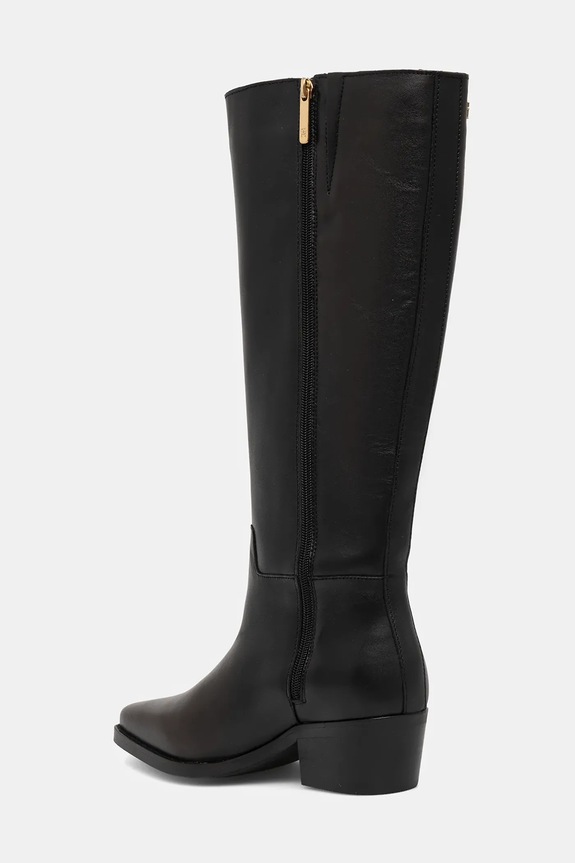 Încălțăminte Tommy Hilfiger ghete de piele TH COWBOY LEATHER LONG BOOT FW0FW09157 negru
