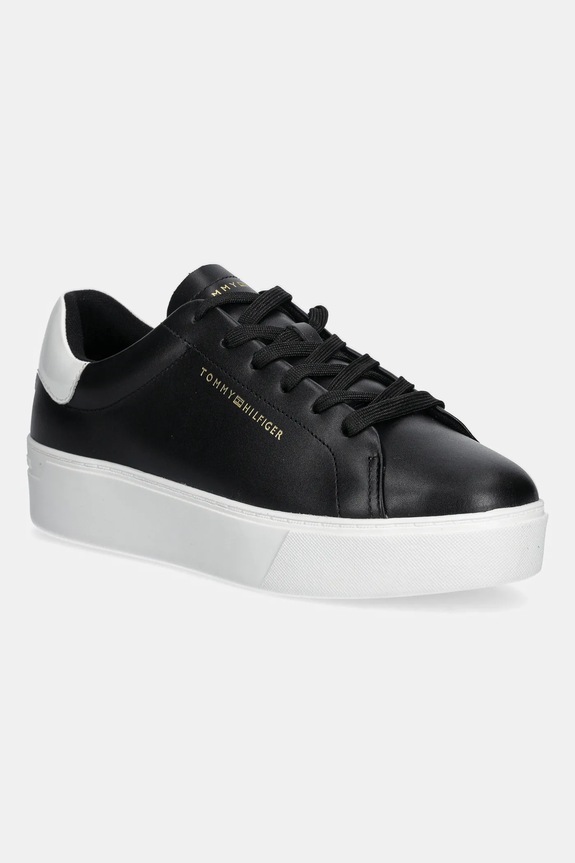 Kožne tenisice Tommy Hilfiger CHIC PLATFORM CUPSOLE PATENT ostalo crna FW0FW08681