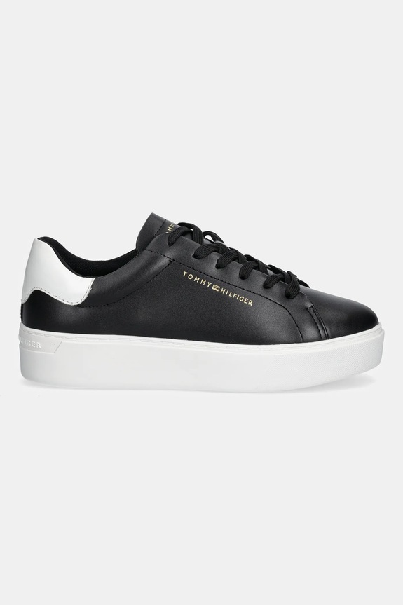 Kožne tenisice Tommy Hilfiger CHIC PLATFORM CUPSOLE PATENT FW0FW08681 crna AW25