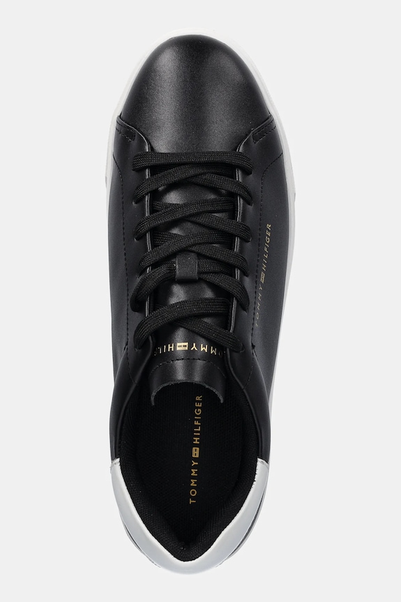 Kožne tenisice Tommy Hilfiger CHIC PLATFORM CUPSOLE PATENT crna FW0FW08681