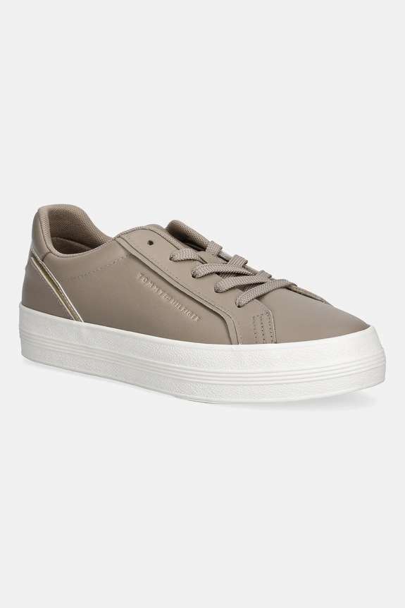 Usnjene superge Tommy Hilfiger VULC FOXING SNEAKER Zrnato usnje bež FW0FW08683