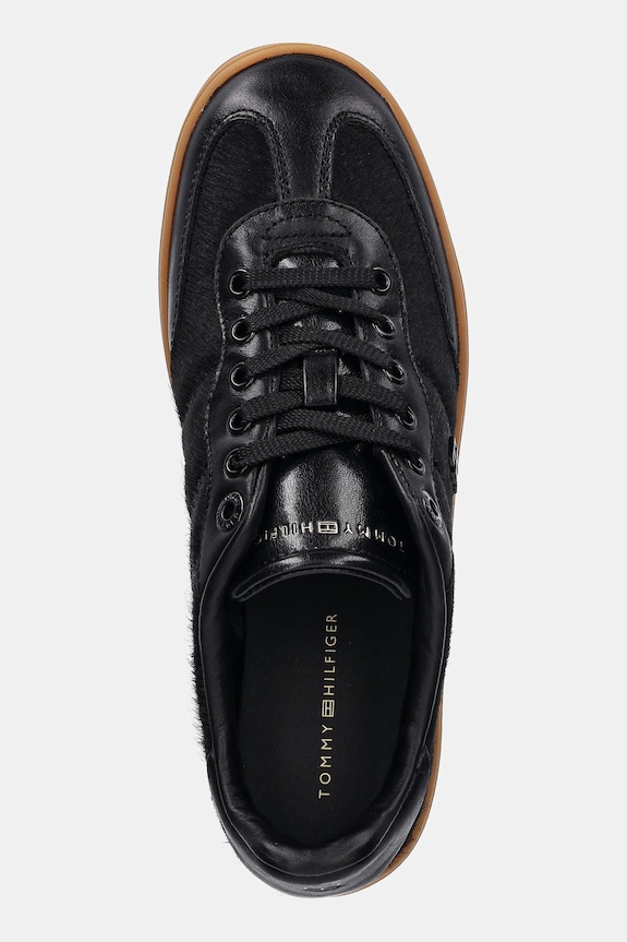 Kožne tenisice Tommy Hilfiger TH HERITAGE SNEAKER CALF HAIR crna FW0FW08941
