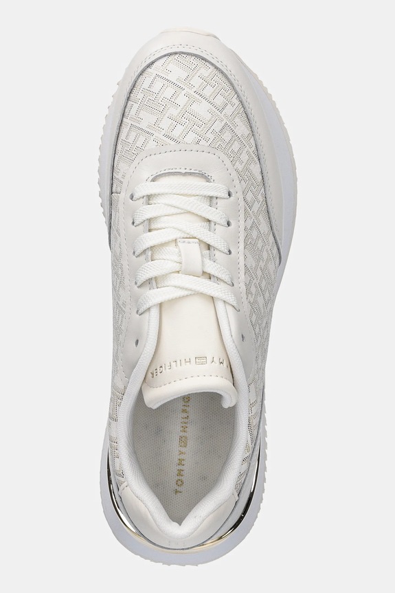 Kožne tenisice Tommy Hilfiger CHIC MONOGRAM RUNNER bež FW0FW09051