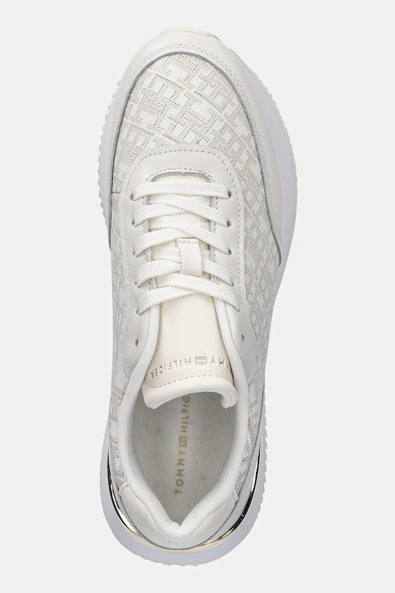 Kožne tenisice Tommy Hilfiger CHIC MONOGRAM RUNNER bež FW0FW09051
