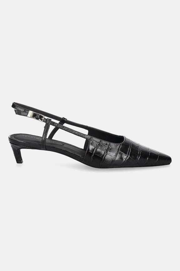 Kožené lodičky Tommy Hilfiger CROC SLINGBACK SLANTED HEEL FW0FW08990 hnedá AW25