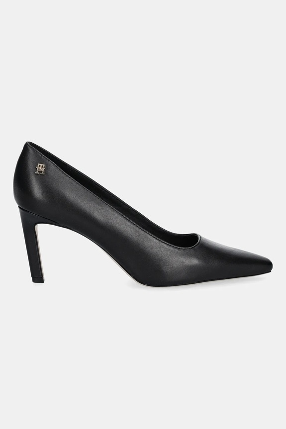 Δερμάτινες γόβες Tommy Hilfiger TH LOGO LEATHER PUMP SLANTED HL FW0FW08993 μαύρο AW25