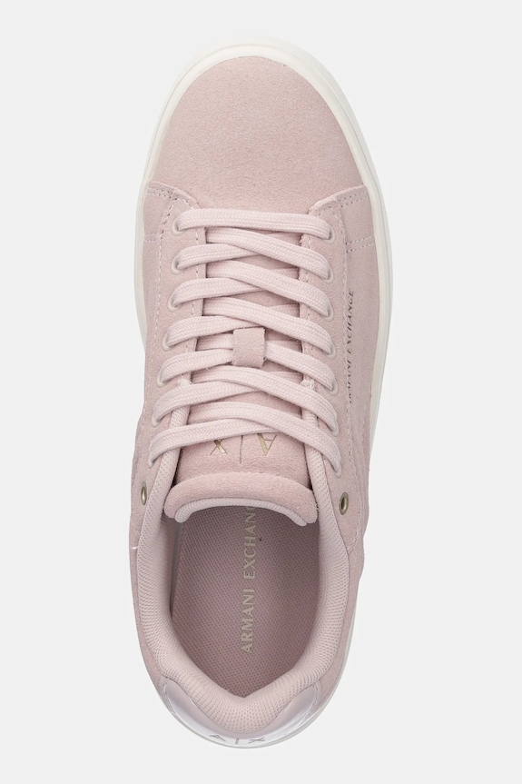 Armani Exchange sneakers din piele întoarsă roz XW001619.AF17445.U4012