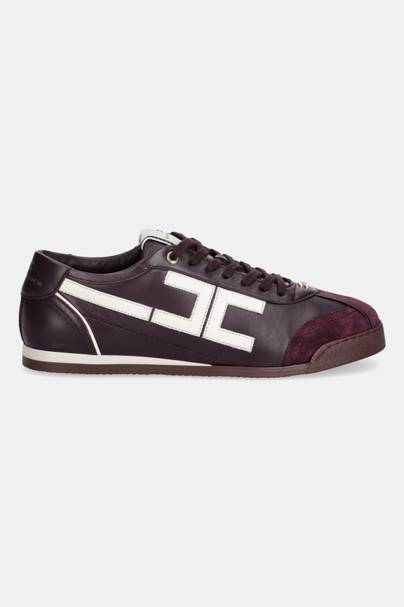 Elisabetta Franchi sneakers din piele SA82G56E2.EH8 burgundia AW25