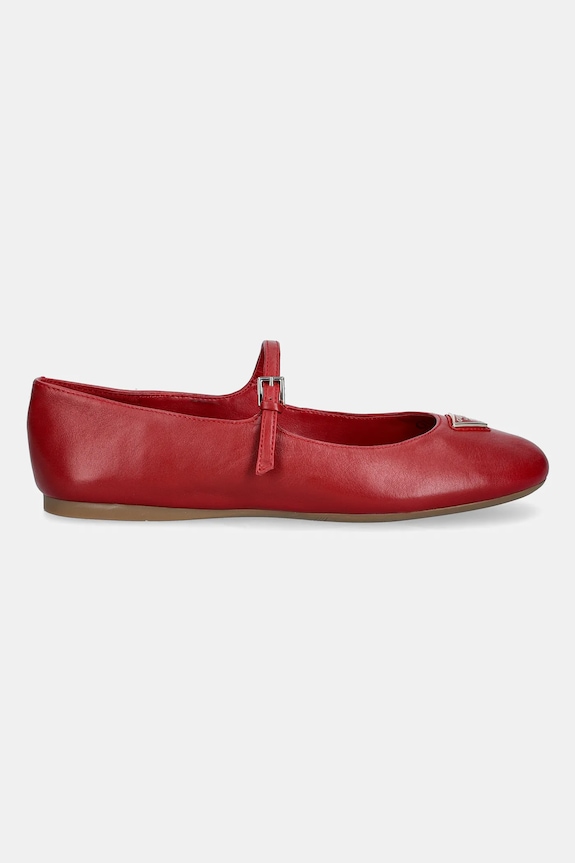 Guess baleriny skórzane KALIDA FLTKLD.LEA02.RED czerwony AW25