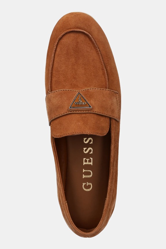 Semišové mokasíny Guess BAYLON hnědá FLTBAY.SUE14.NUDE