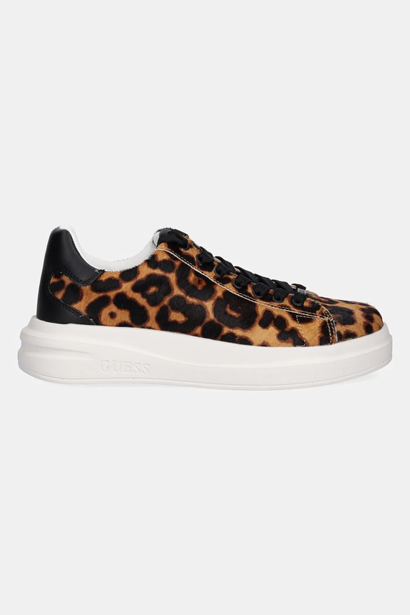 Δερμάτινα sneakers Guess ELBINA8 FLTEL8.LEA12.TAN καφέ AW25
