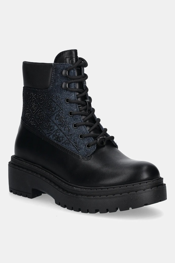 Čizme Guess LEADSH na vezanje crna FLTLDS.DEN10.BLACK