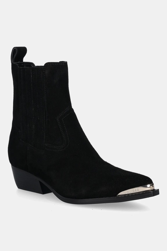 Semišové kovbojské boty Guess LANNA2 semišová kůže černá FLTLN2.SUE10.BLACK