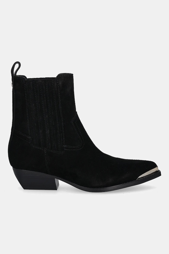 Kaubojske čizme od brušene kože Guess LANNA2 FLTLN2.SUE10.BLACK crna AW25