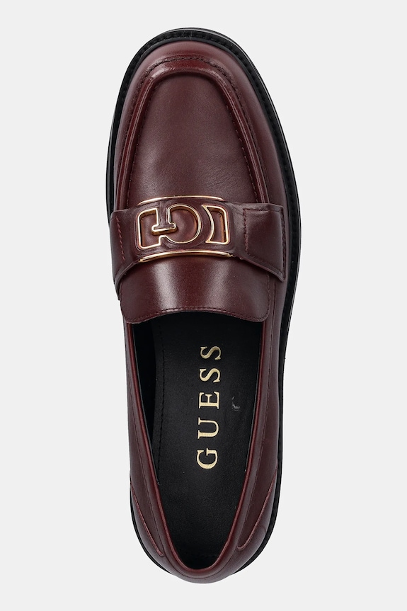 Guess mocasini de piele SHUTTLE3 burgundia FLTSH3.LEA14.WINE