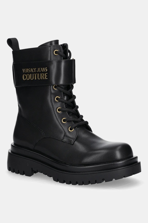 Μποτάκια εργασίας Versace Jeans Couture απομίμηση λείου δέρματος μαύρο 79VA3S64.71570.899