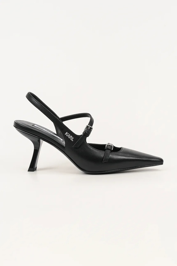 Karl Lagerfeld szpilki skórzane KARMEL szpilka czarny KL33623.000