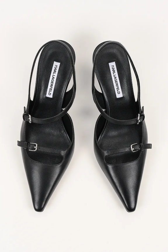 Karl Lagerfeld szpilki skórzane KARMEL czarny KL33623.000
