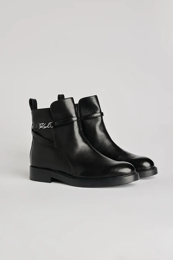 Kožené členkové topánky Karl Lagerfeld BLAKE KL41444.000 čierna AW25