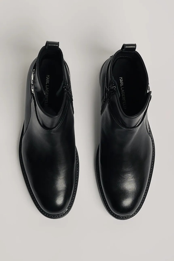 Kožené členkové topánky Karl Lagerfeld BLAKE čierna KL41444.000