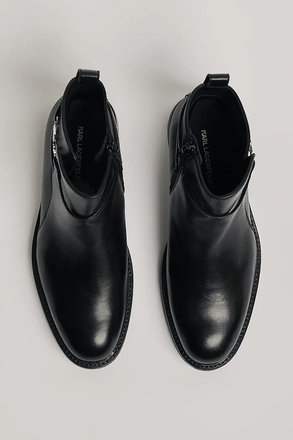 Kožené členkové topánky Karl Lagerfeld BLAKE čierna KL41444.000