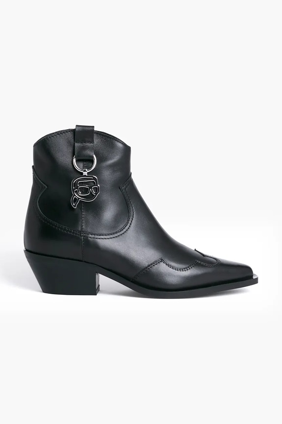 Kožené kovbojské topánky Karl Lagerfeld KANSAS NFT usňová koža čierna KL33265.000
