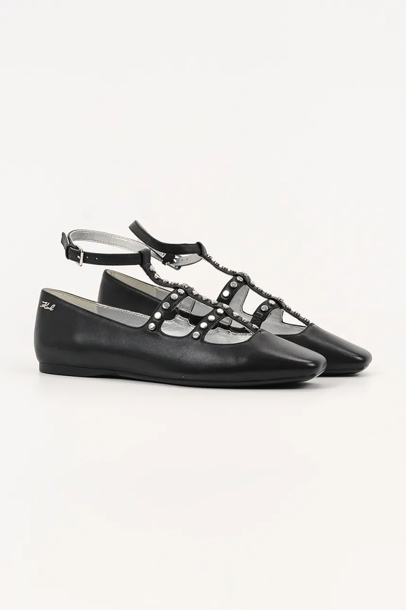 Karl Lagerfeld baleriny skórzane KONNIE KL40189.000 czarny AW25