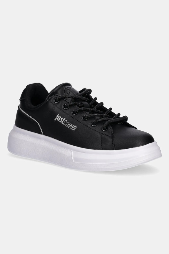 Just Cavalli sneakersy skórzane imitacja skóry licowej czarny 79RA3SB1ZPB59899