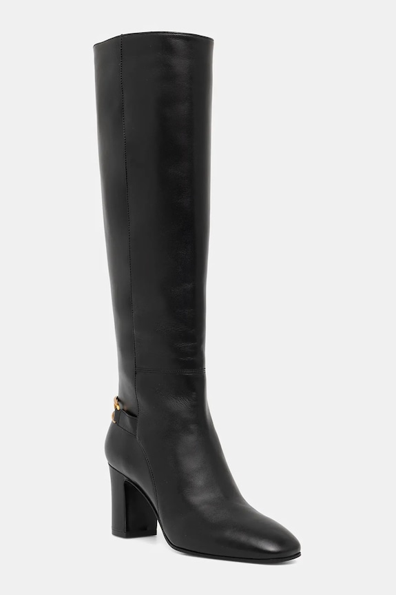 Kožené kozačky Emporio Armani nezateplené černá EW002915.AF14915.UC001