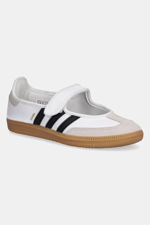 adidas Originals balerini de piele Samba Jane piele întoarsă alb JR1402