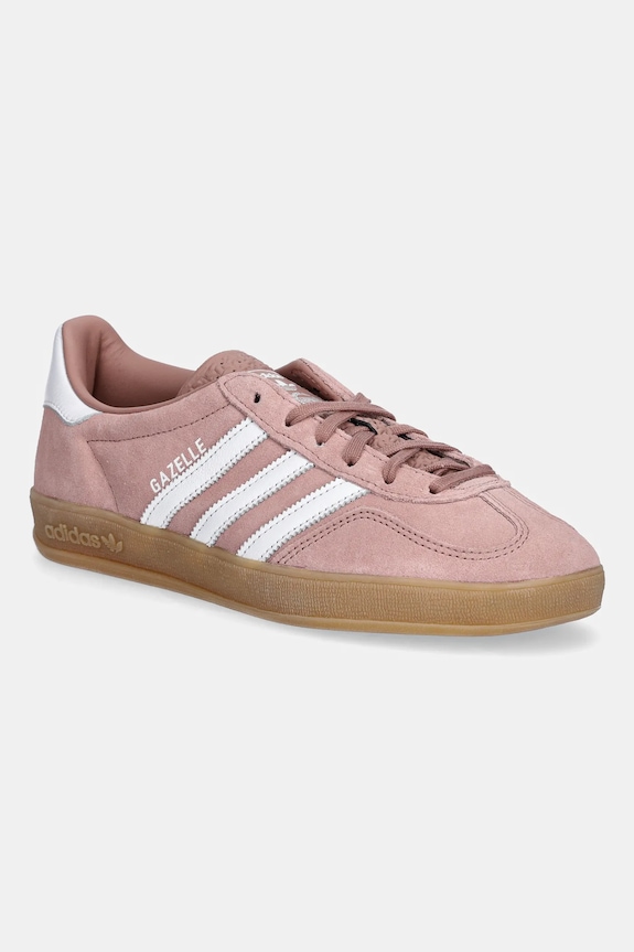 Semišové tenisky adidas Originals Gazelle Indoor plochá růžová JS1397