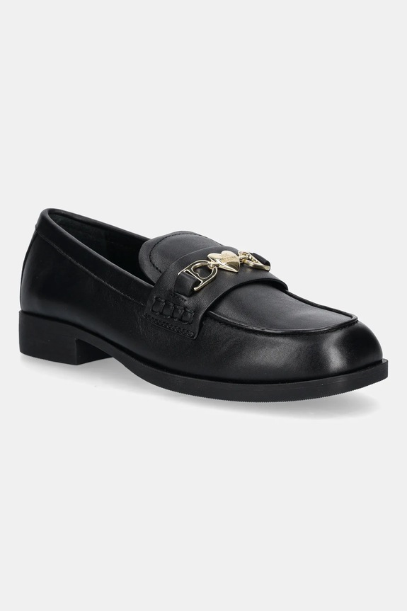 Δερμάτινα μοκασίνια Love Moschino φλατ μαύρο JA10242G1NIA0000