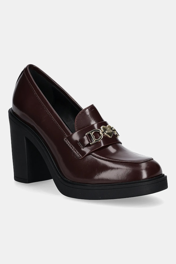 Kožené lodičky Love Moschino okrúhla červená JA1018AG1NJD0556