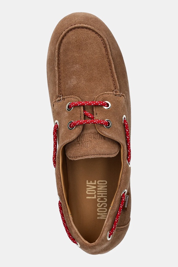 Love Moschino mocasini din piele întoarsă bej JA10191G1NIG0210